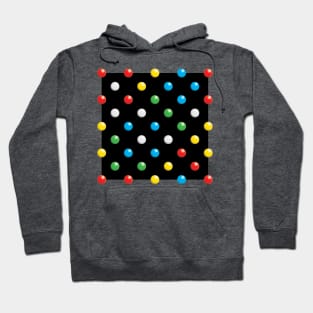 Primary Coloured Discs On A Black Square Hoodie